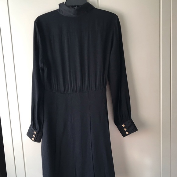 J. Crew Black Shirt Midi Dress Pleated Skirt Glass Buttons - Picture 4 of 13